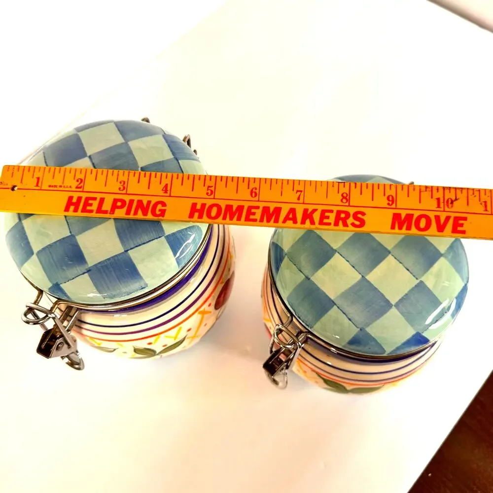 Capriware Michael's Orchard Lot of 2 Multi Color Handpainted Ceramic Canisters